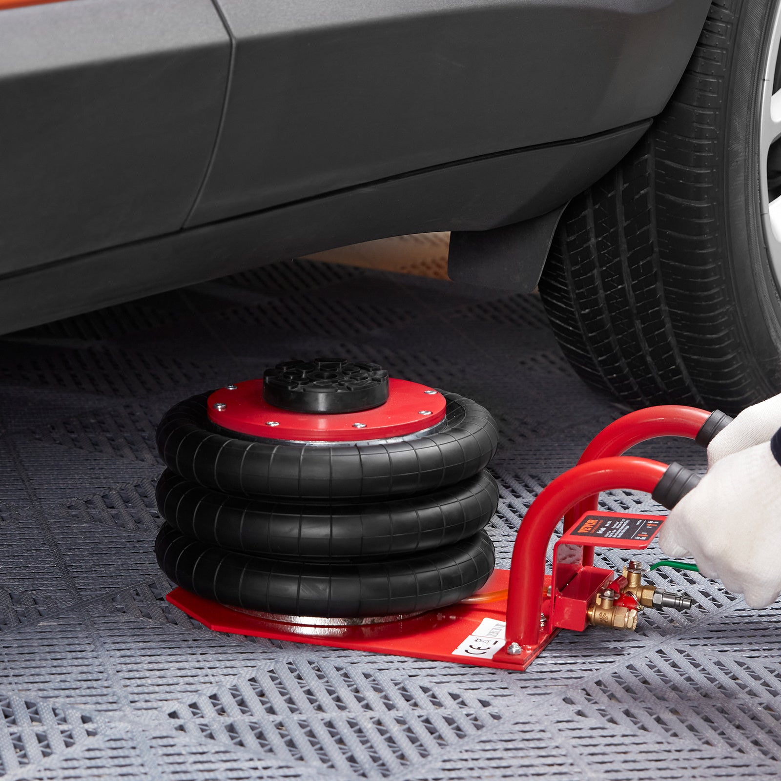 VEVOR Air Jack, 3 Ton 6600 Lbs Triple Bag Air Jack, Airbag Jack With Six Steel Pipes, Lift Up To 17.7 Inch 450 Mm,  Fast Lifting Pneumatic Jack, With Side Handles For Car, Garage, Repair