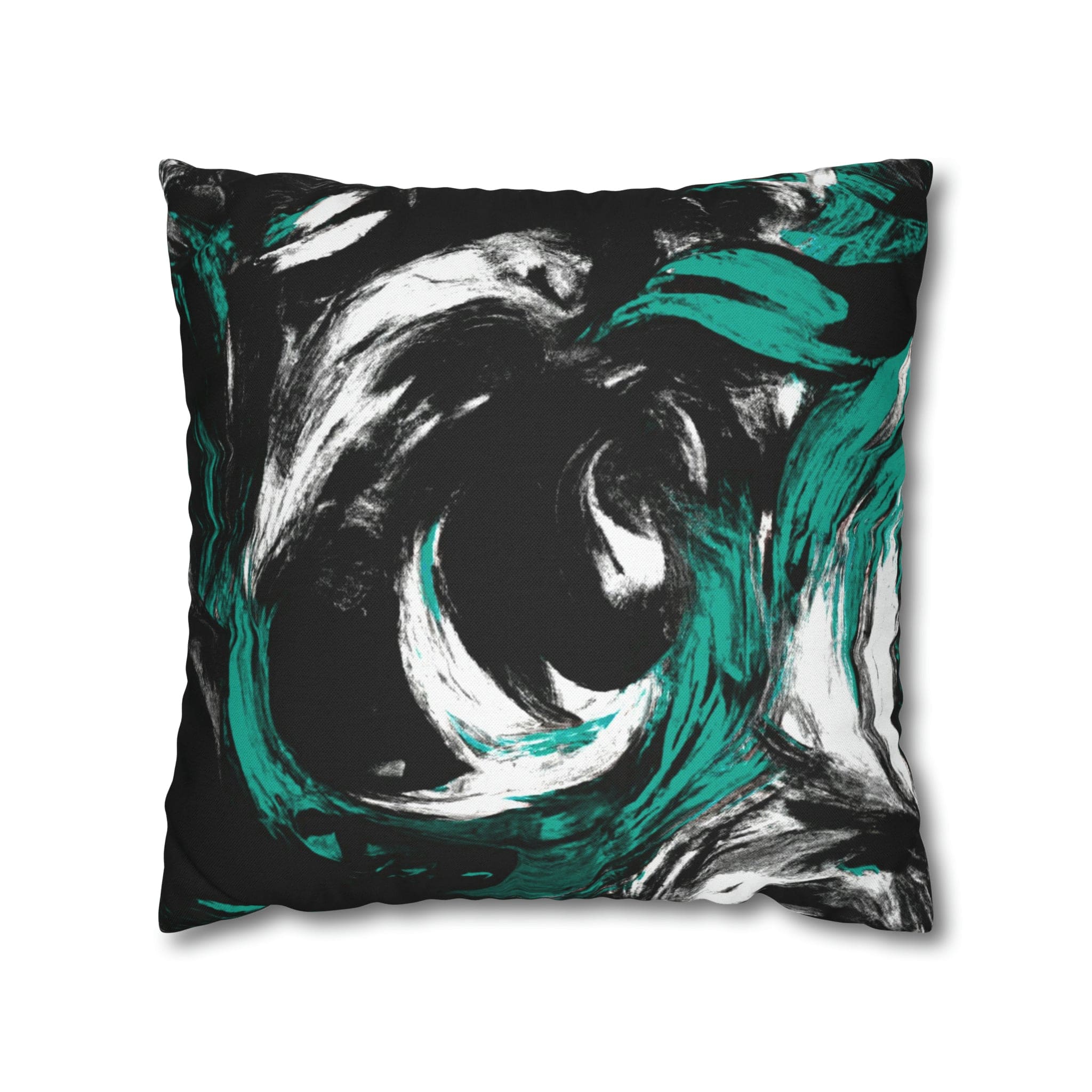 Decorative Throw Pillow Cover - Black Green White Abstract Pattern-3