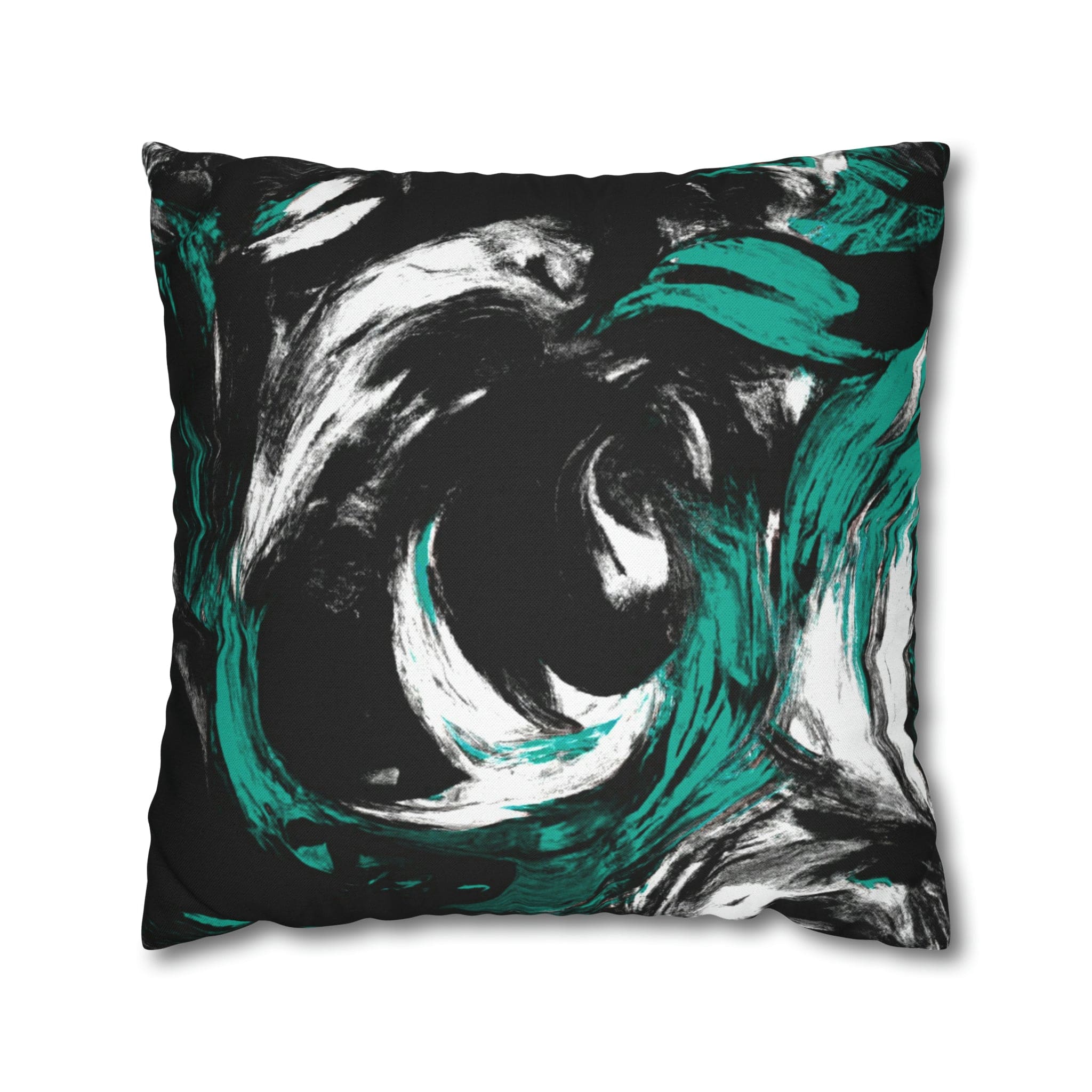 Decorative Throw Pillow Cover - Black Green White Abstract Pattern-0