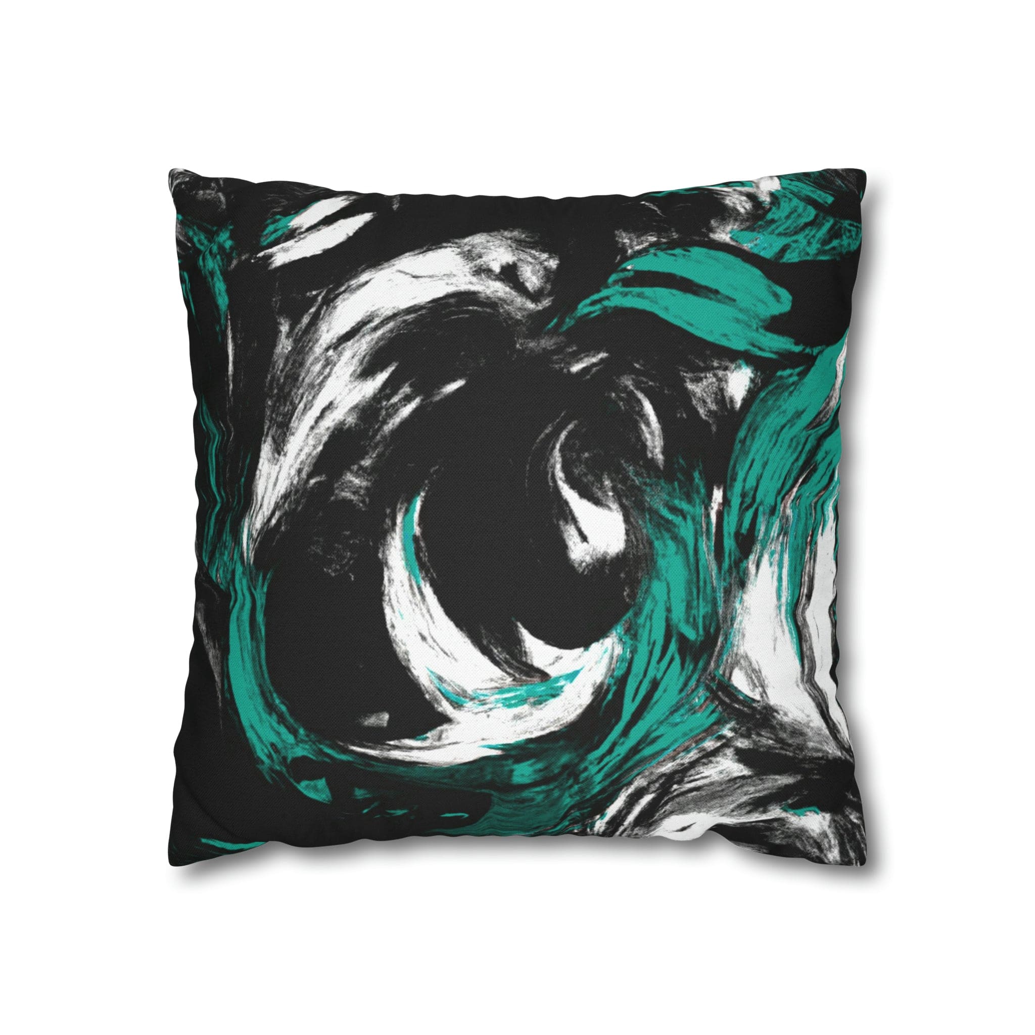 Decorative Throw Pillow Cover - Black Green White Abstract Pattern-2