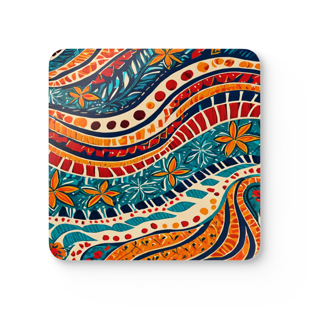 Handcrafted Square Coaster Set of 4 Boho Floral Print-0
