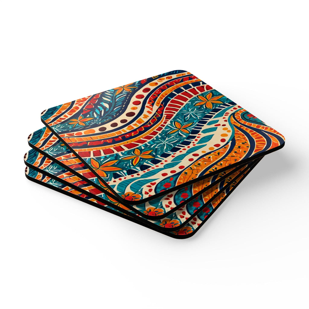 Handcrafted Square Coaster Set of 4 Boho Floral Print-2