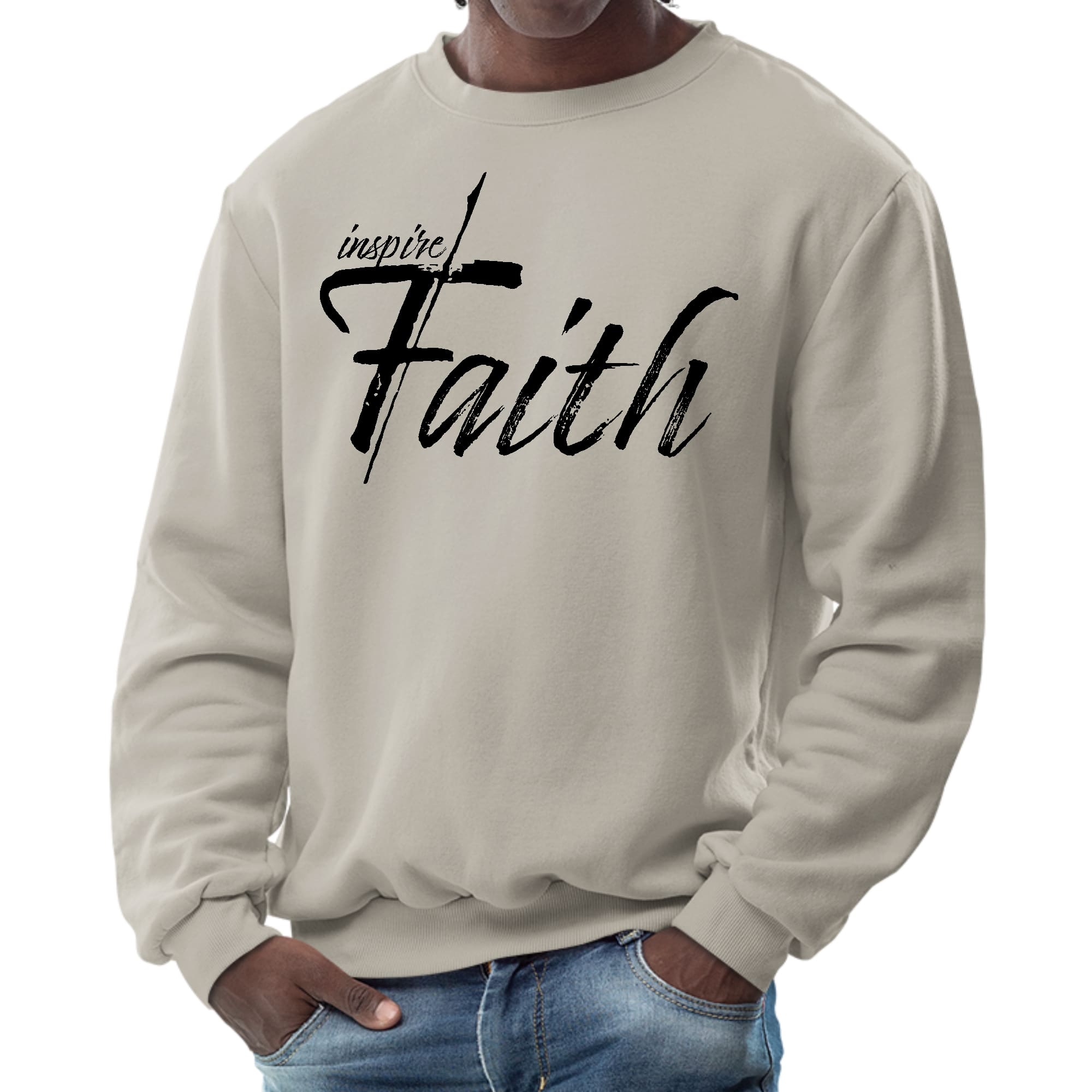 Mens Graphic Sweatshirt - Inspire Faith Black Print-4