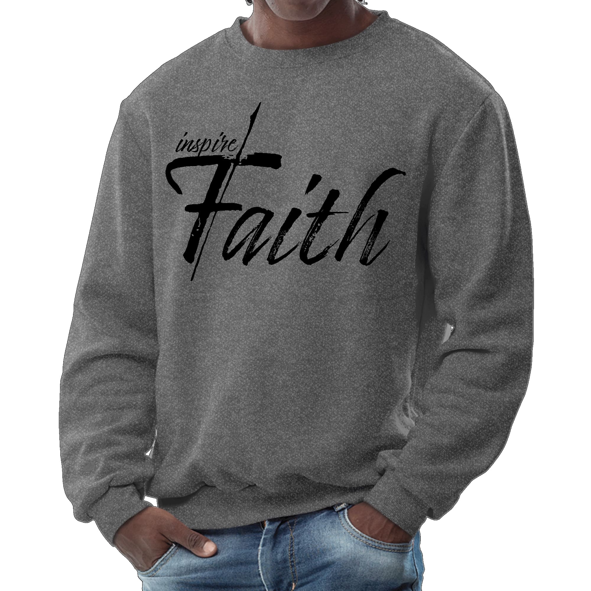 Mens Graphic Sweatshirt - Inspire Faith Black Print-6