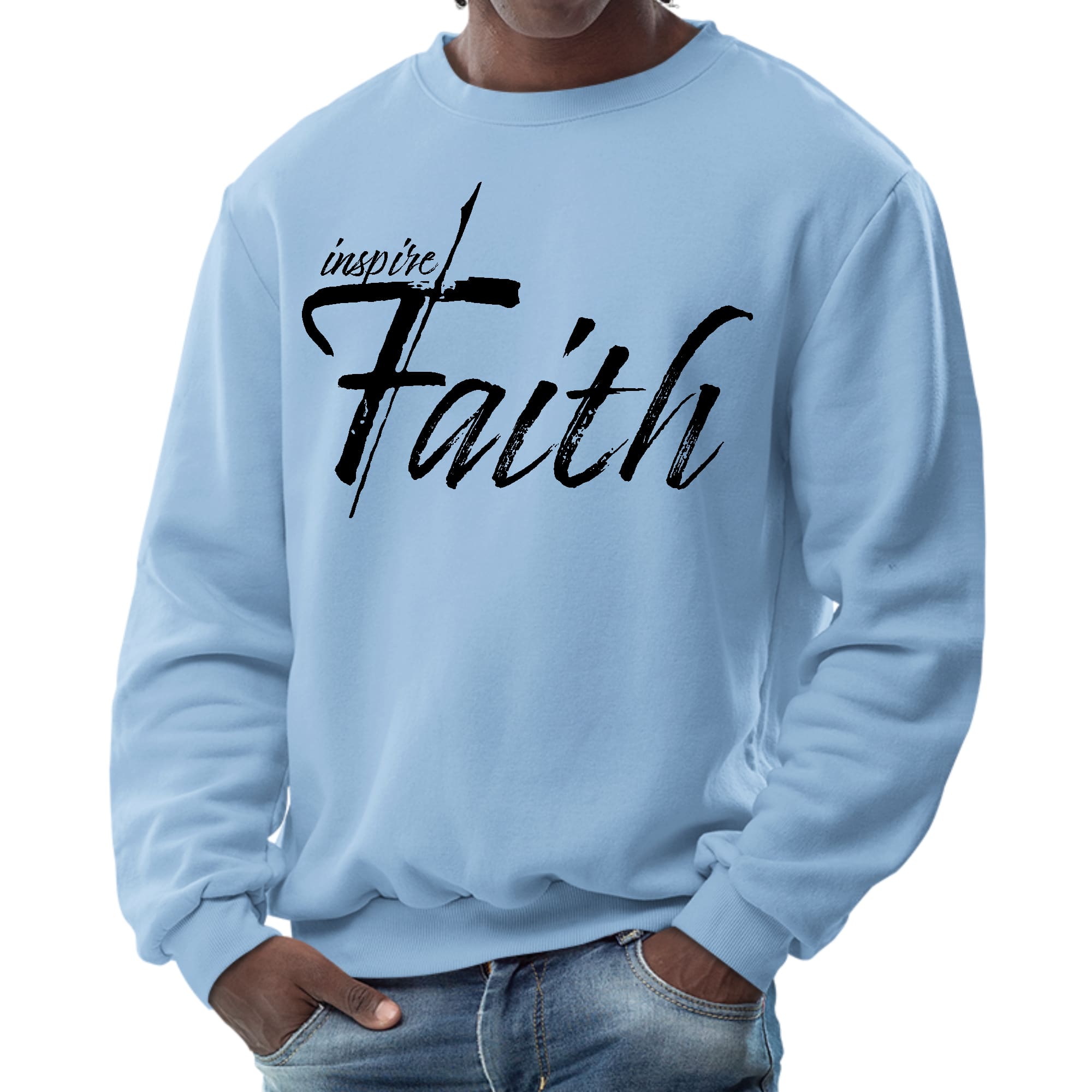 Mens Graphic Sweatshirt - Inspire Faith Black Print-5