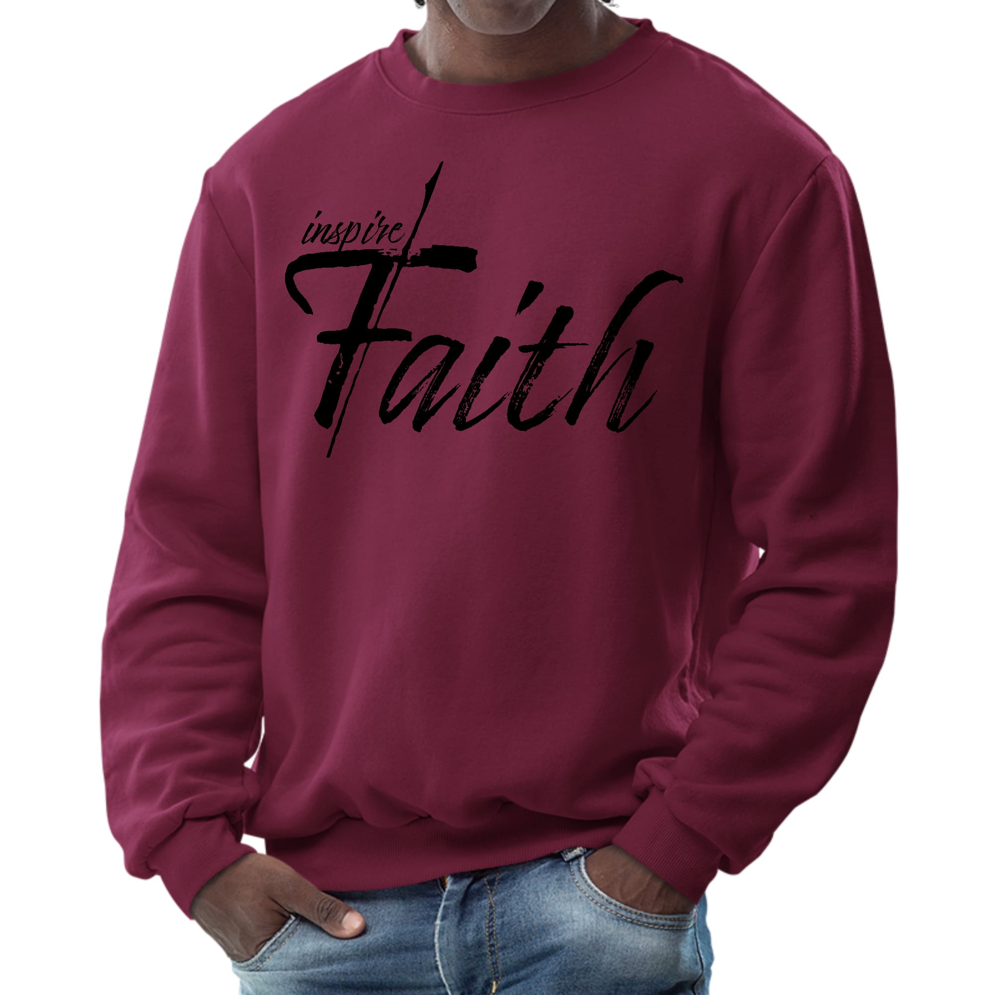 Mens Graphic Sweatshirt - Inspire Faith Black Print-3