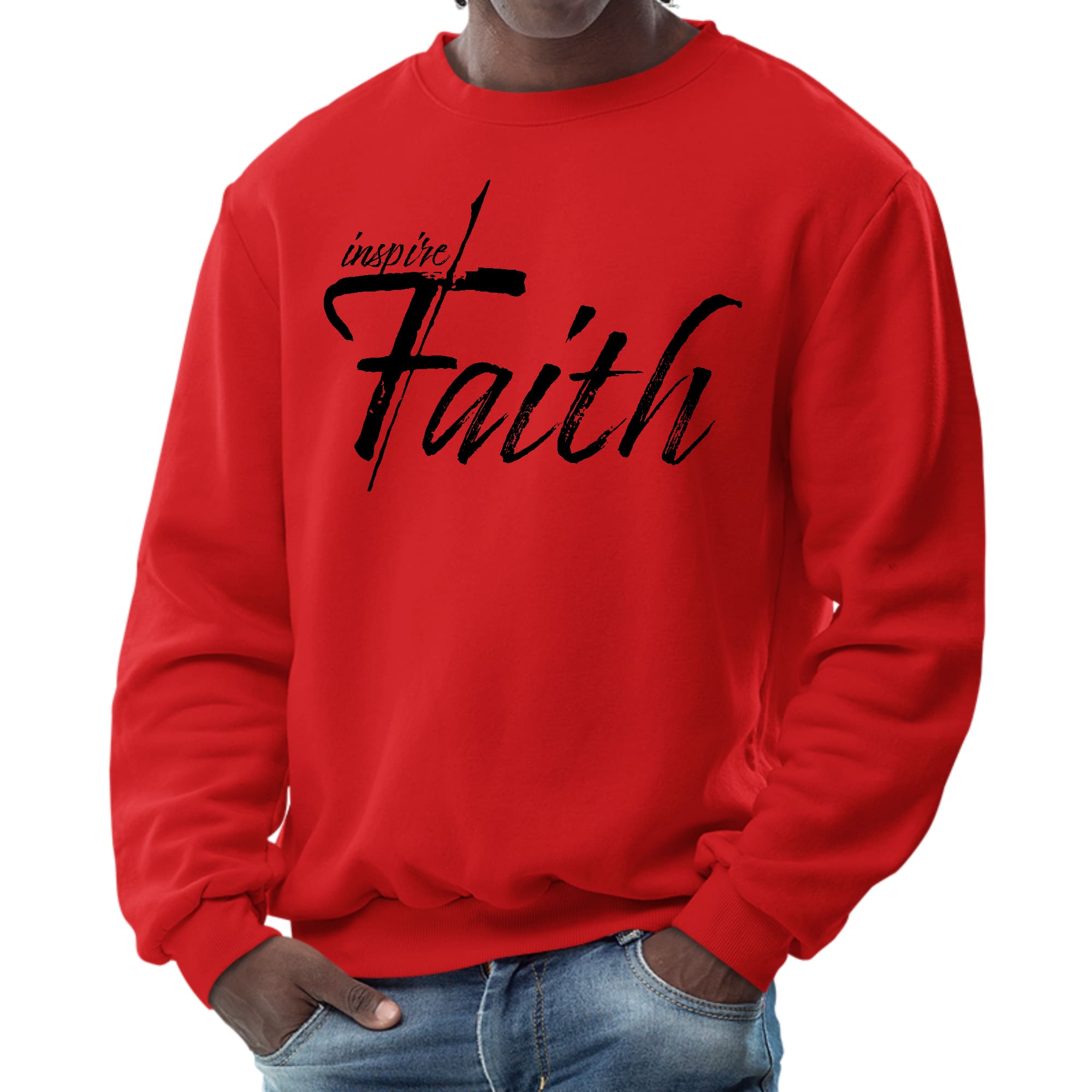 Mens Graphic Sweatshirt - Inspire Faith Black Print-1