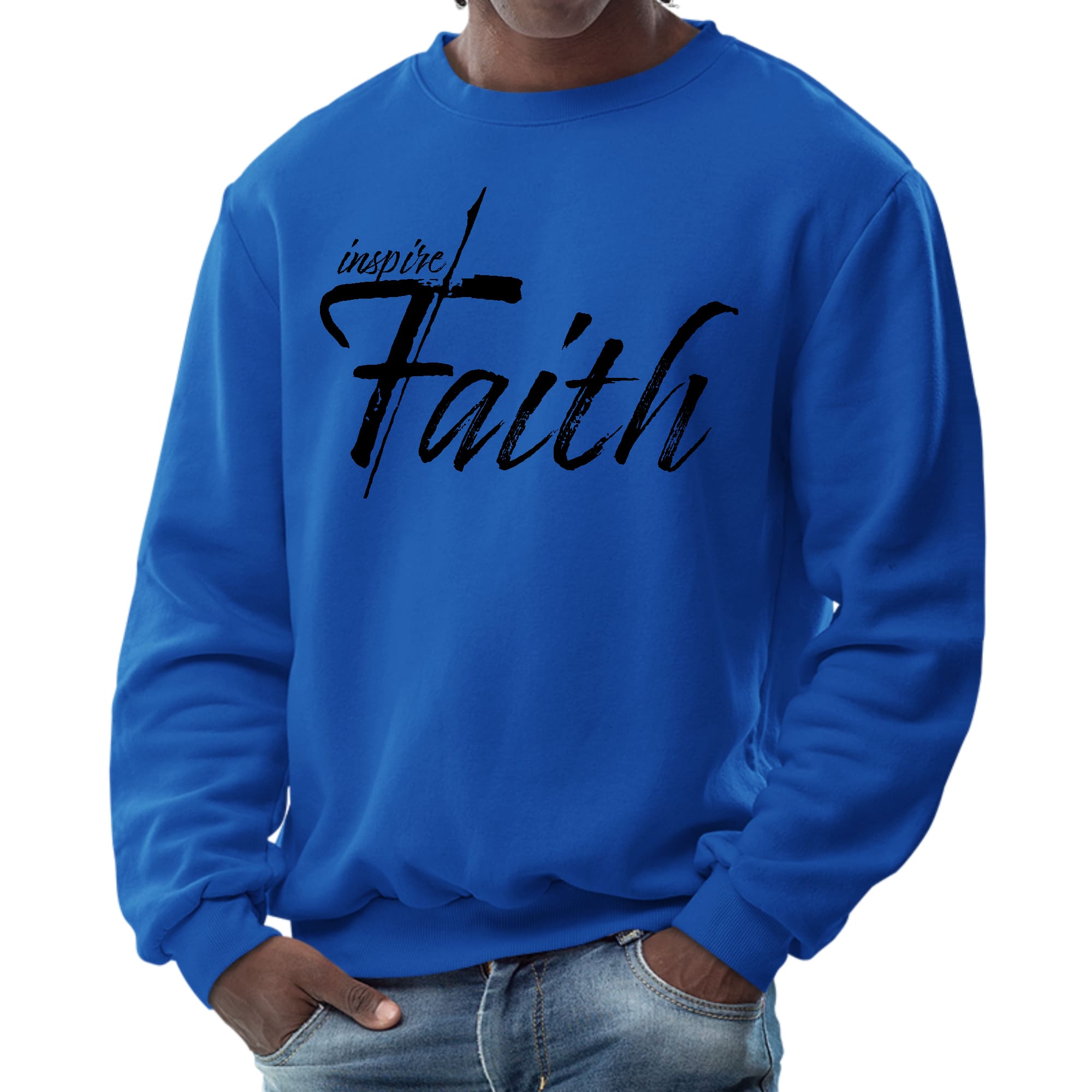 Mens Graphic Sweatshirt - Inspire Faith Black Print-2