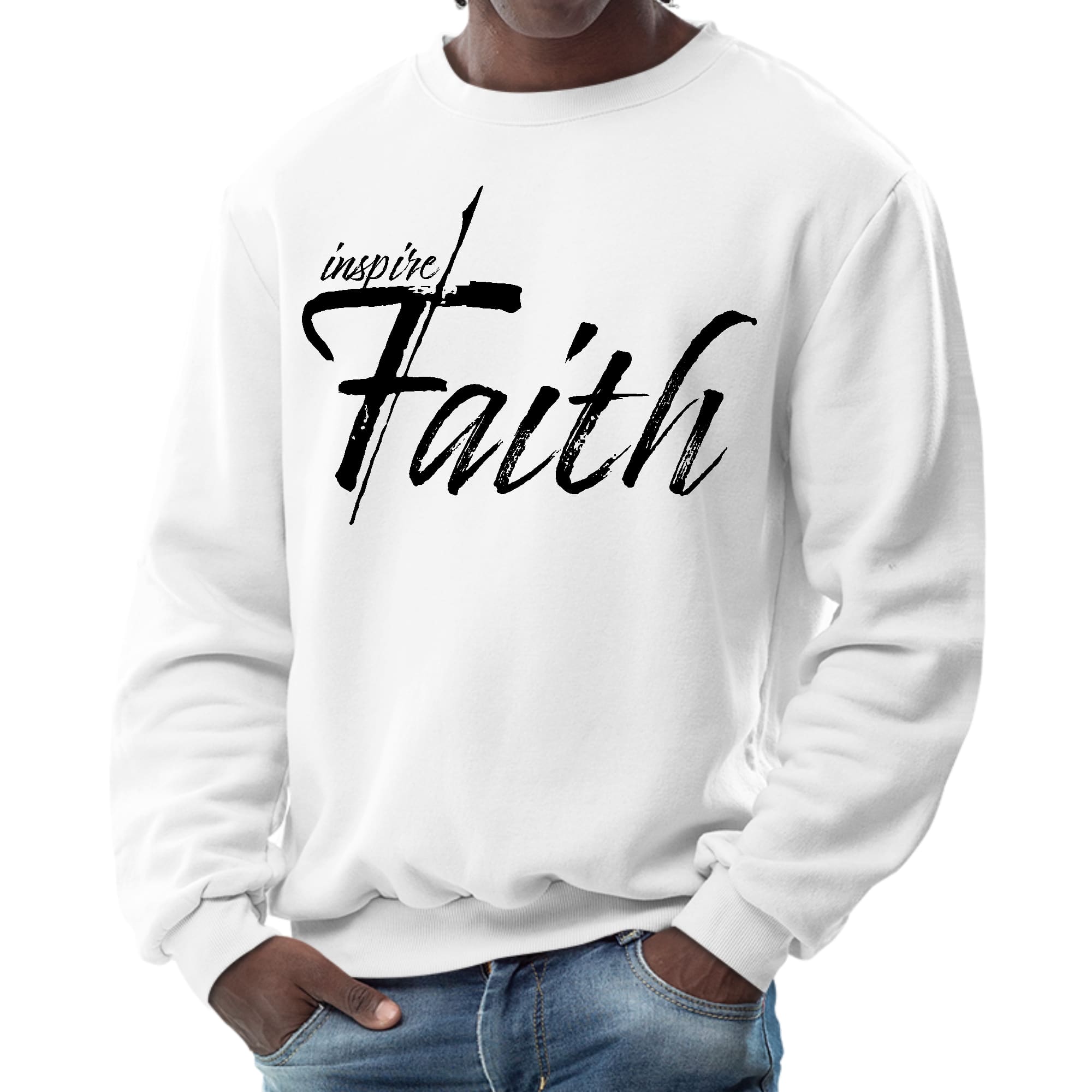 Mens Graphic Sweatshirt - Inspire Faith Black Print-0
