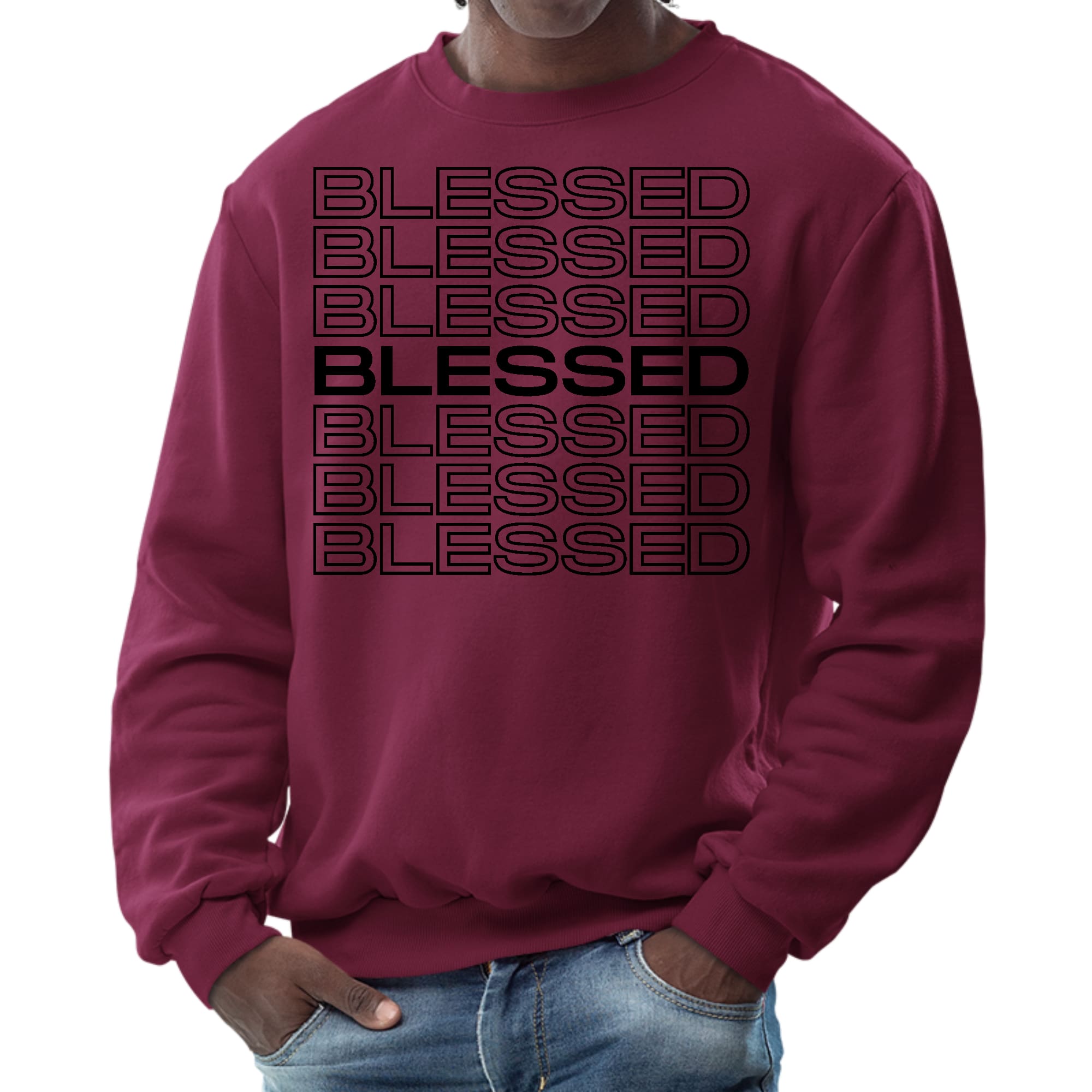 Mens Graphic Sweatshirt - Stacked Blessed Print-3