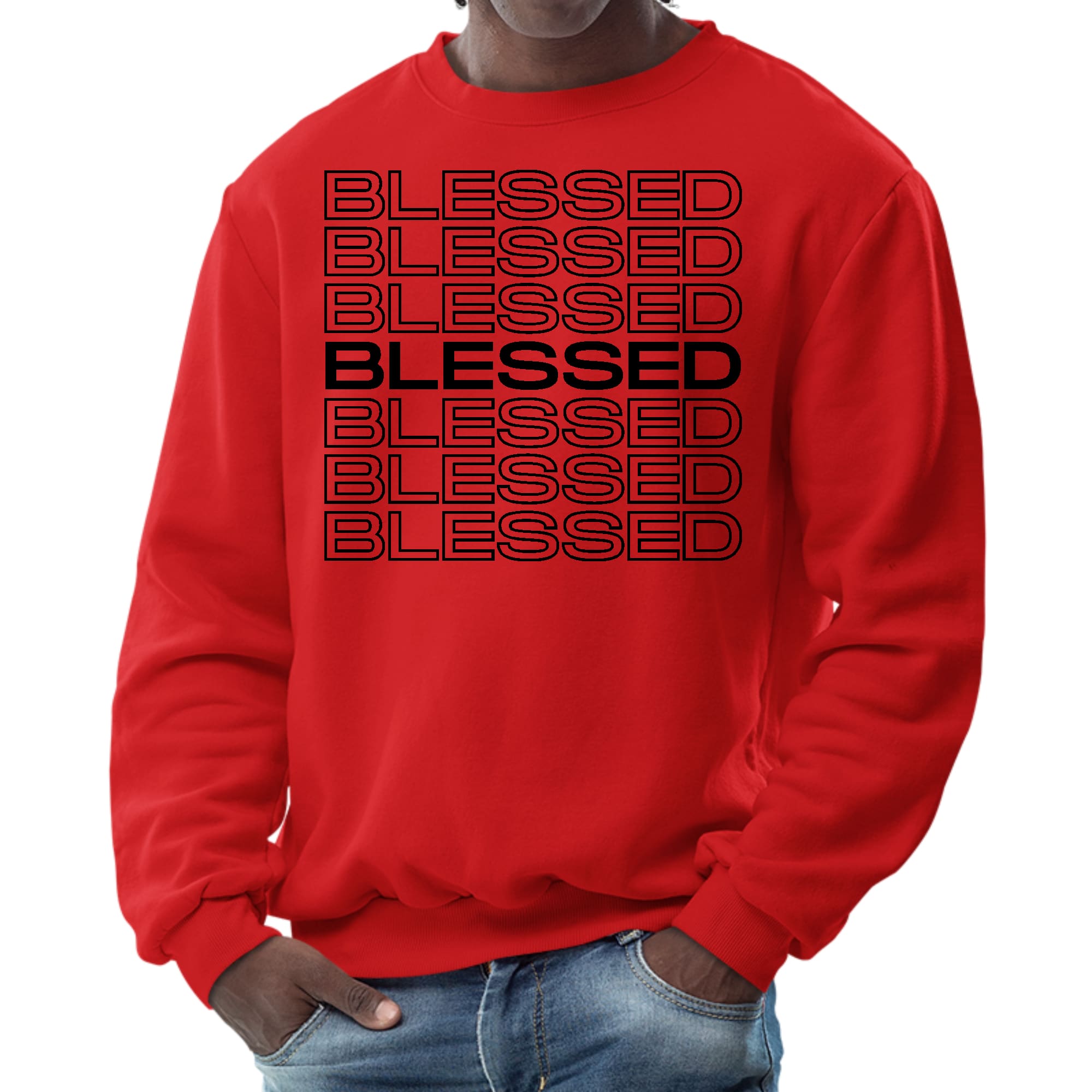 Mens Graphic Sweatshirt - Stacked Blessed Print-1