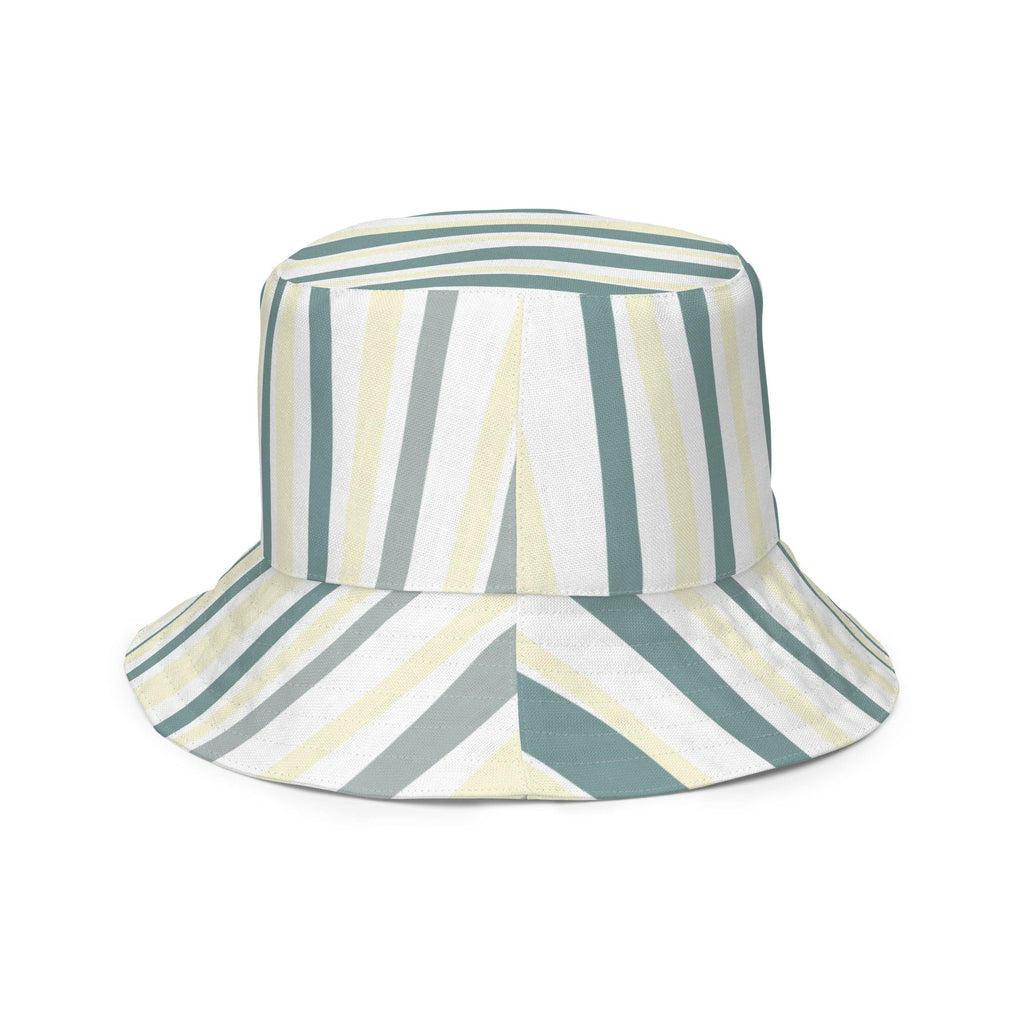 Reversible Bucket Hat Green Yellow Geometric Lines-2