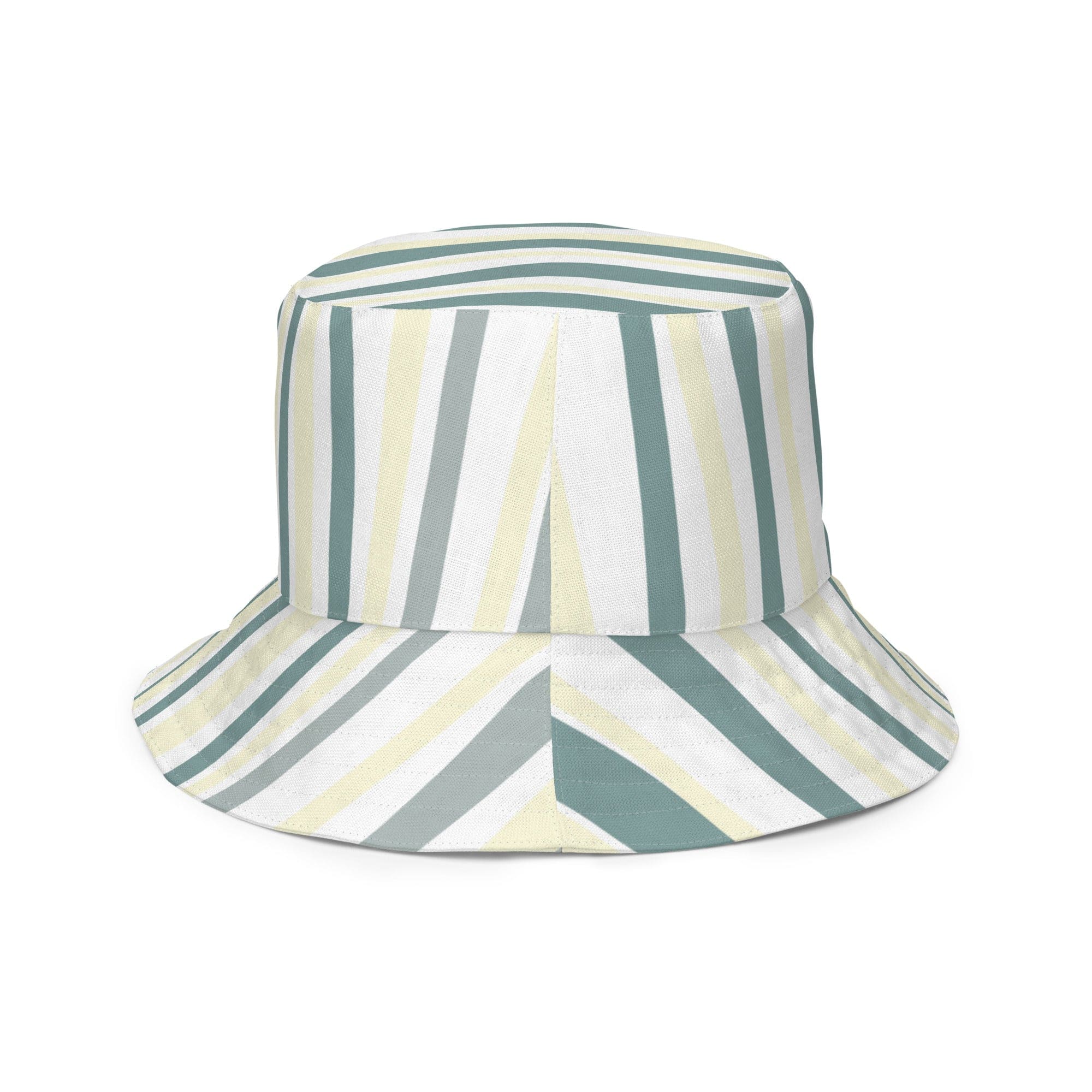 Reversible Bucket Hat Green Yellow Geometric Lines-2
