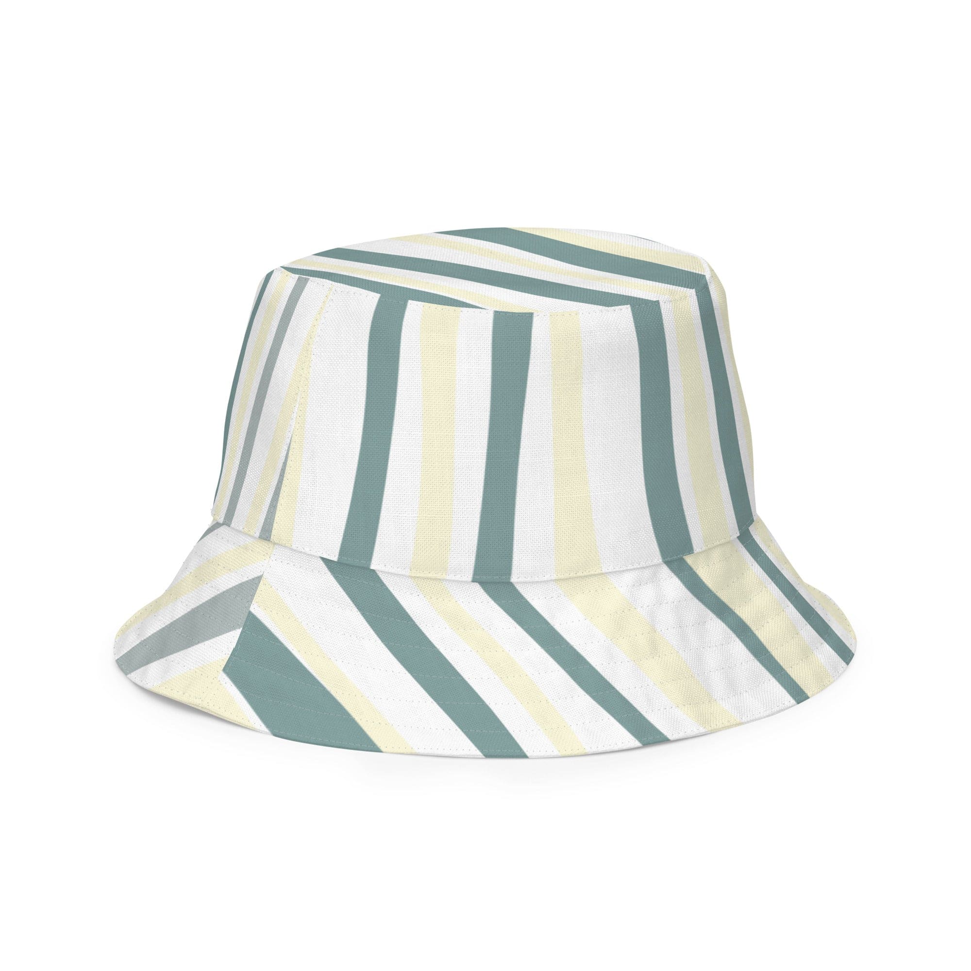 Reversible Bucket Hat Green Yellow Geometric Lines-1