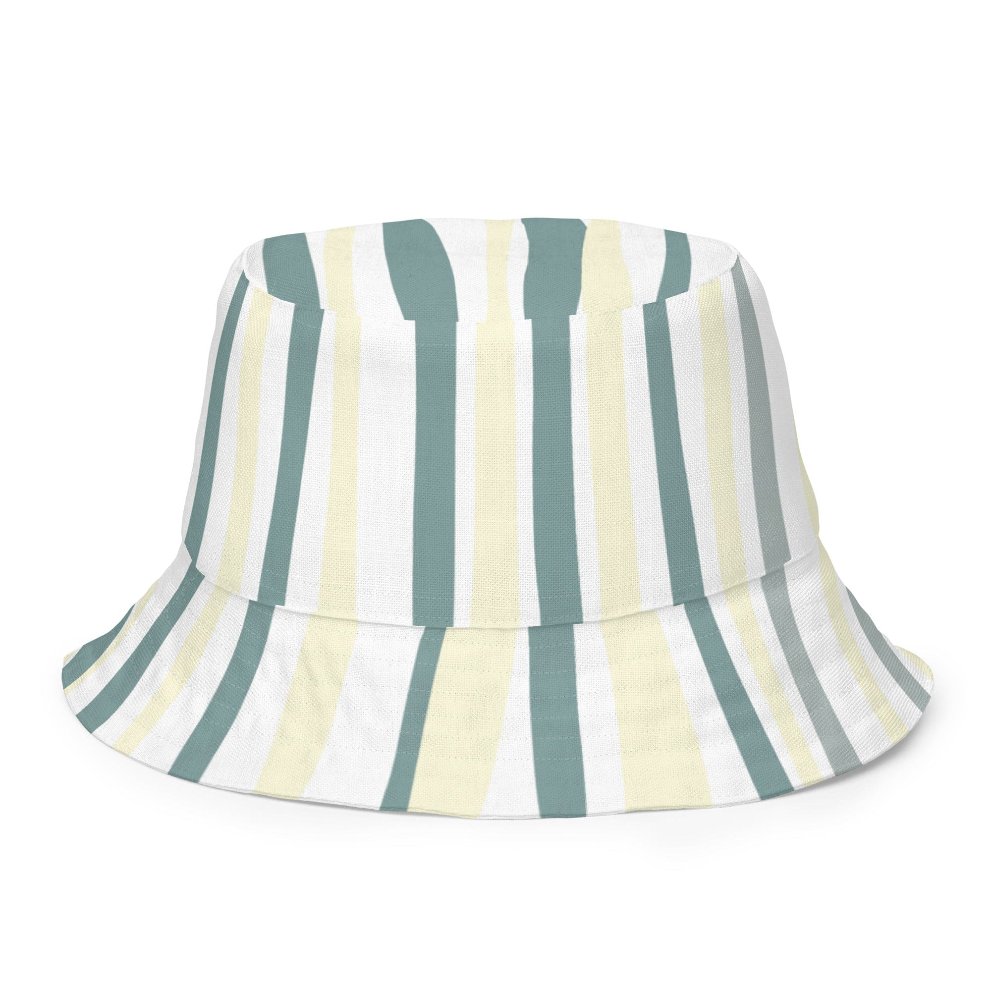 Reversible Bucket Hat Green Yellow Geometric Lines-0