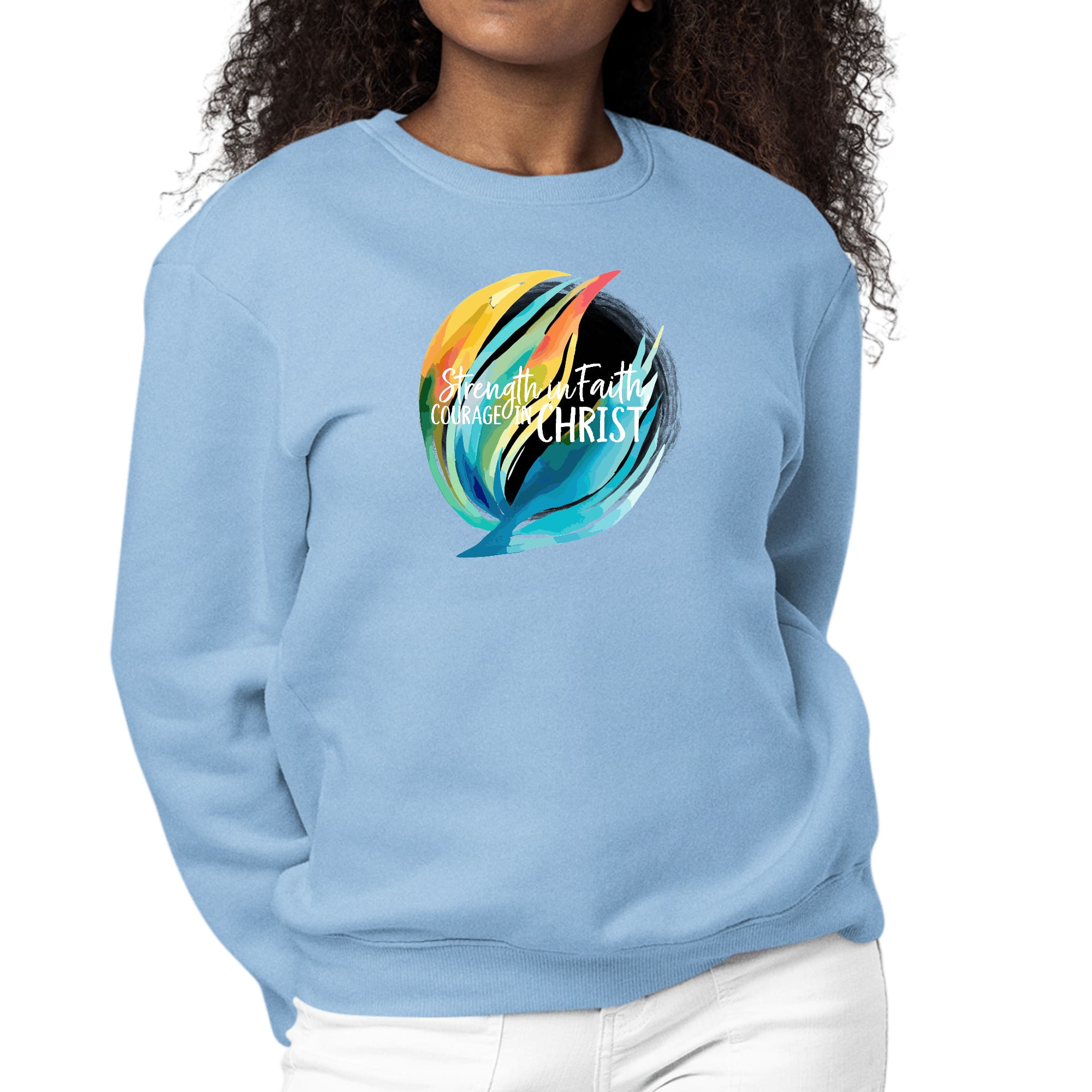 Womens Graphic Sweatshirt Strength in Faith - Courage in Christ-5