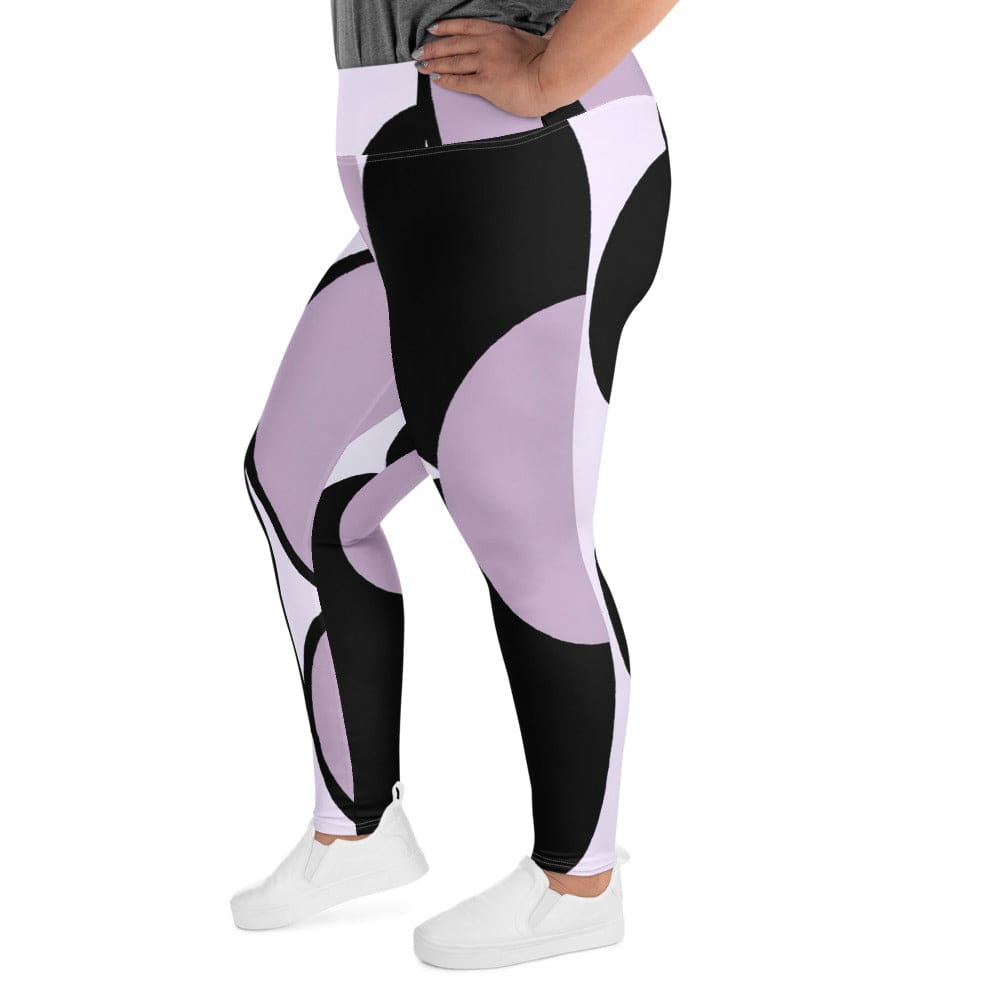 Womens Plus Size Fitness Leggings - Geometric Lavender and Black-3