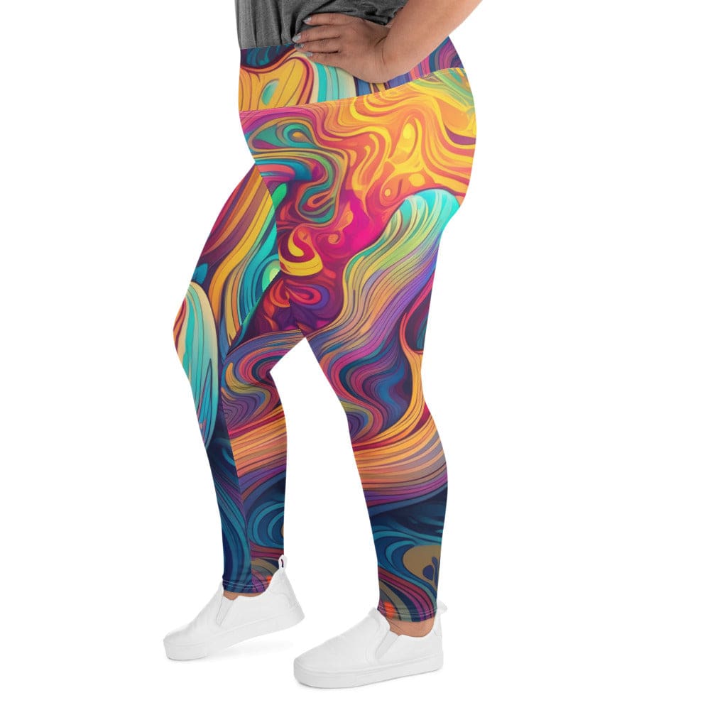 Womens Plus Size Fitness Leggings - Vibrant Psychedelic Kaleidoscope-2