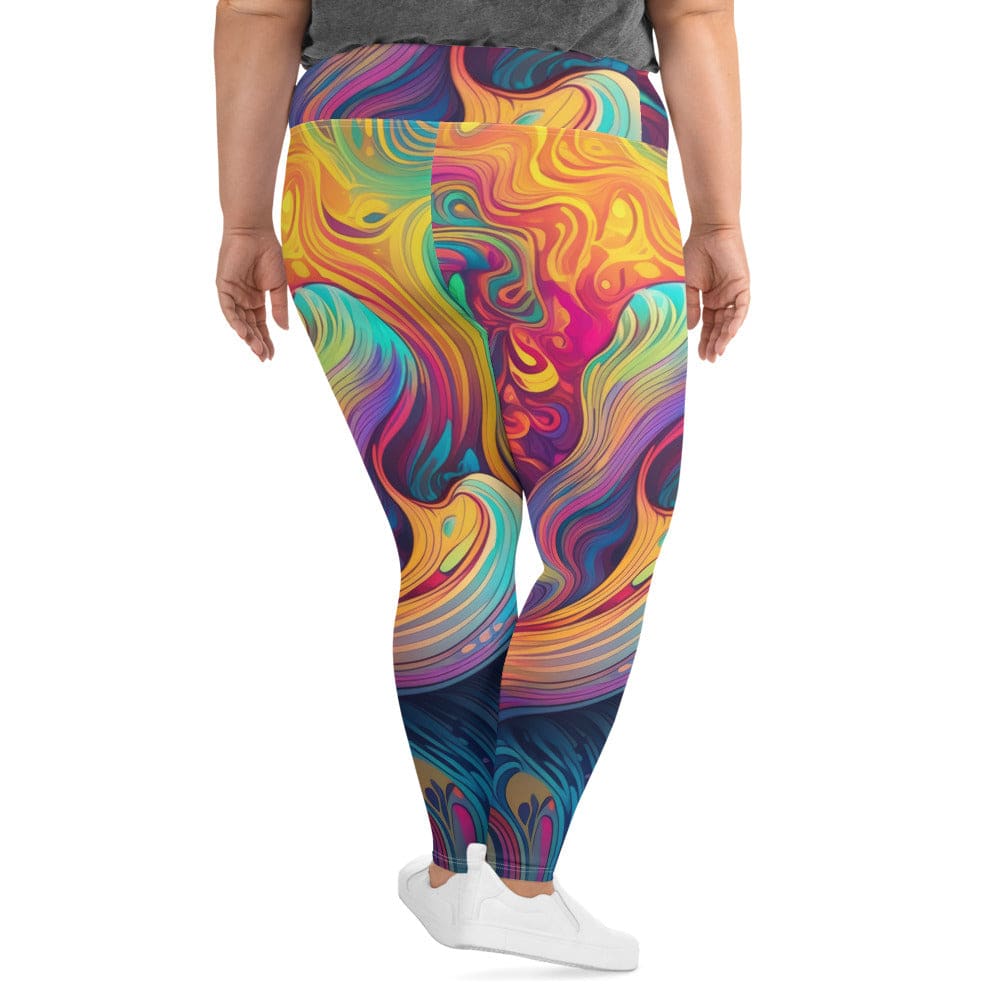 Womens Plus Size Fitness Leggings - Vibrant Psychedelic Kaleidoscope-1